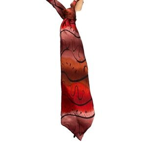 Jerry J. Garcia Tie Abstract Red‎ Orange Ombre Thistle Ghost Limited Edition